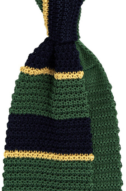 실크 프레피 니트타이 그린네이비옐로우