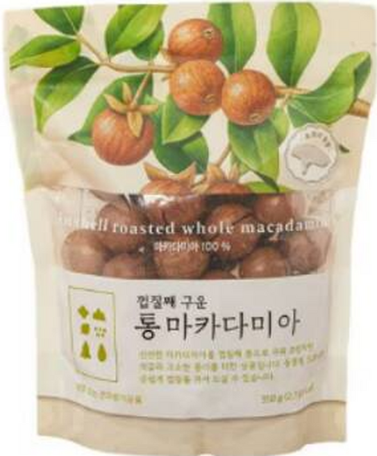 껍질째 구운 통 마카다미아 + 오프너, 3개, 350g