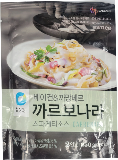 청정원 베이컨 앤 까망베르 까르보나라 스파게티소스, 250g, 10개