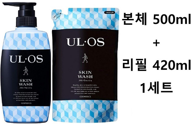 일본 우르오스(UROS) 바디 워시&스킨 워시 올인원 클렌저 본체+리필 세트, 1개