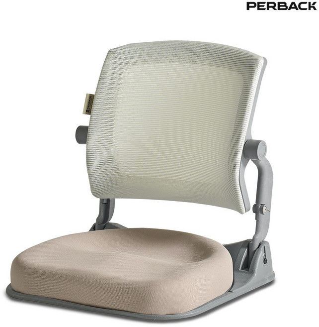 퍼백 PB-L1503 브리즈백 접이식 휴대용 좌식의자 일식집 다다미방 허리 편안한 바닥의자, 그레이프레임, 투톤베이지[PB-L1503GR0104]