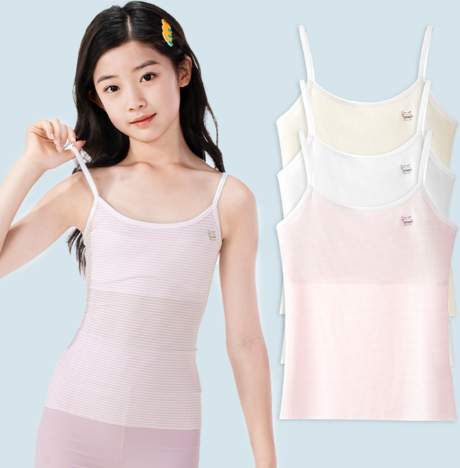 NUNUHANA 주니어 성장기 끈나시 여아 1단계 브라 런닝 3종세트 Z103