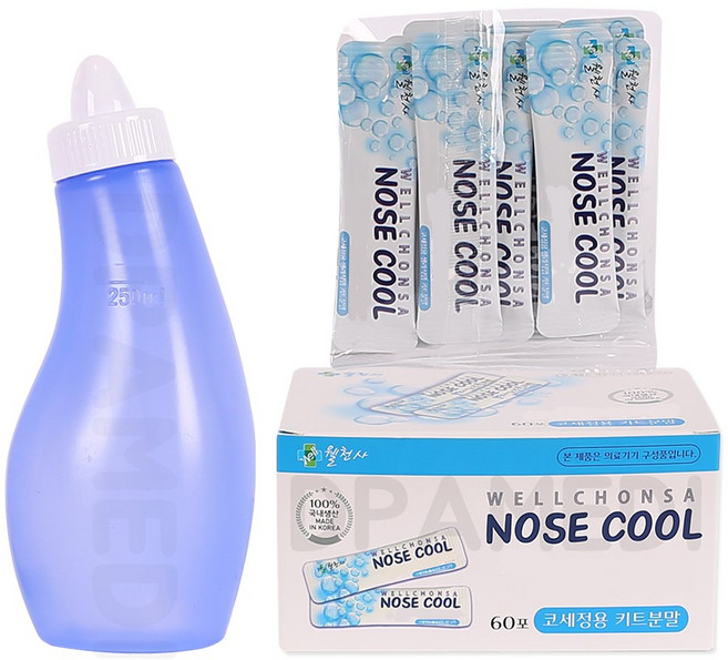 노즈쿨 코세척기 + 코세척 분말(60개입), 1세트
