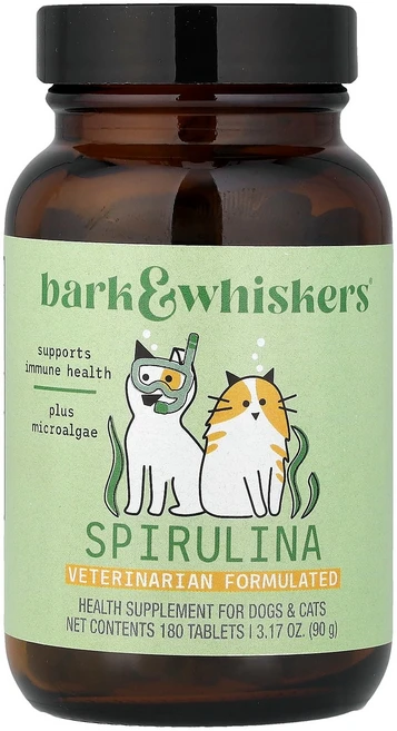 Dr. Mercola Bark & Whiskers™ 스피룰리나 강아지 및 고양이용 180정 90g(3.17oz) Mercola (닥터 머콜라), 1 - 쿠팡
