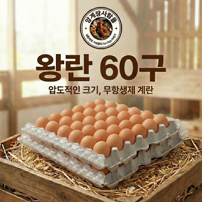 [양계장사람들] 왕란(68g 이상) 계란 왕란특란대란 달걀 60구, 1개