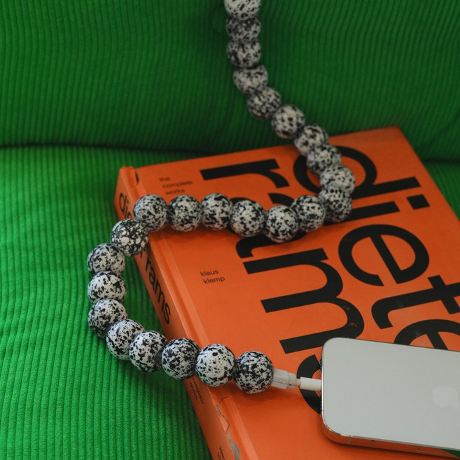 오브원 케이블 커스텀 아크릴 비즈 DIY 인테리어 충전기 선 꾸미기, 1세트, 블랙페인팅, 120cm