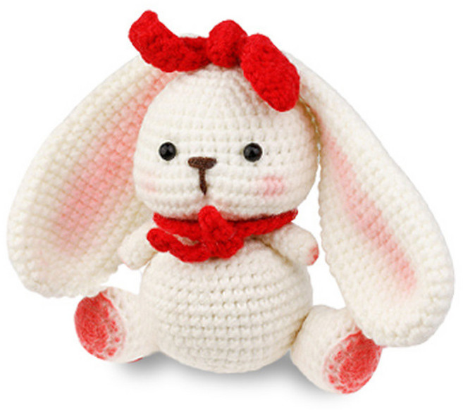 DIY 코바늘인형뜨기 손뜨개인형 패키지 올인원키트, 15 토끼 (리본), 1세트