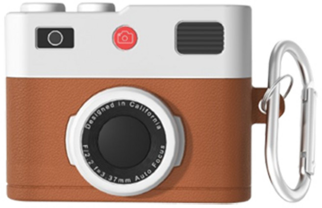 투에이비 빈티지 레트로 카메라 실리콘 케이스, 1개, 브라운, 에어팟 프로/프로2