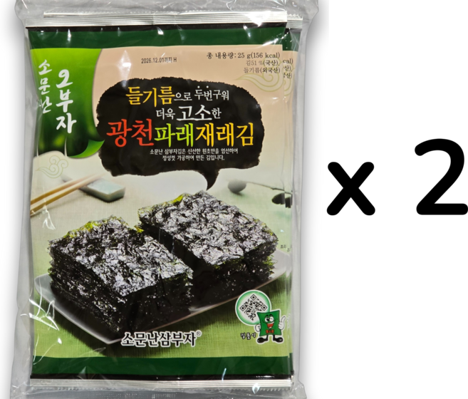 소문난 오부자 광천파래 재래김 3봉 묶음판매, 6개