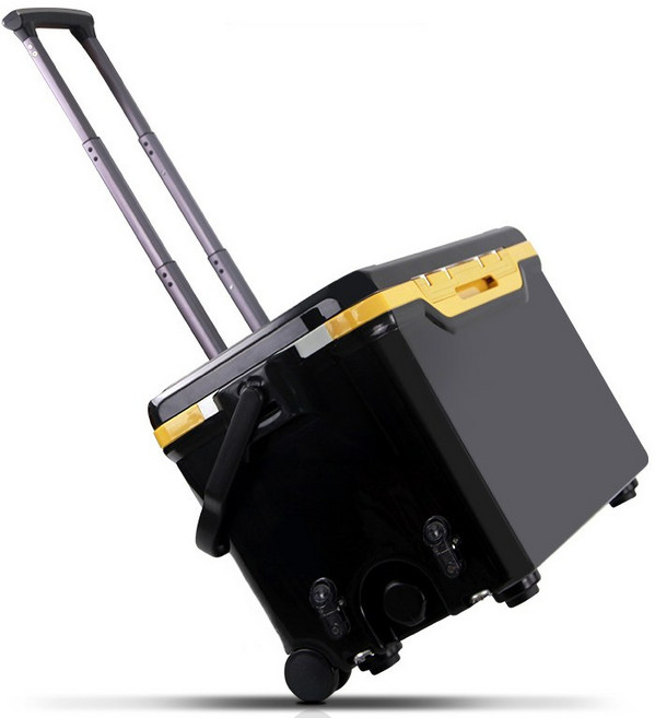 낚시 쿨러 아이스박스 바퀴 캐리어형 36L 대용량, 검정골드, 1개