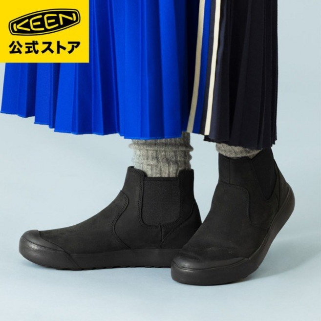 [국내배송]KEEN 킨 경량 스니커즈 부츠 엘레나 첼시 ELENA CHELSEA 부츠 사이드고어부츠 미트컷 심플 블랙