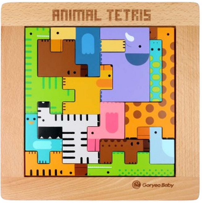 고려베이비 동물 테트리스 동물 퍼즐 원목장난감 교구, 1개