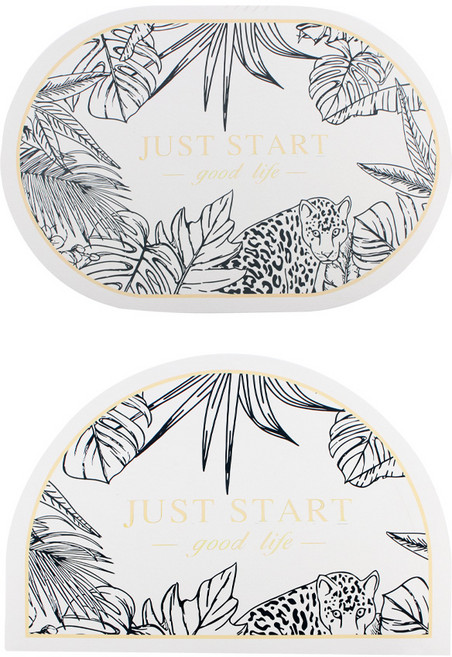 1+1 빨아쓰는 규조토 발매트 세트 플라워 패턴 폭신 물흡수 매트 인테리어 발판 받침 반원형 타원형 현관 욕실 주방 화장실 소품, 2개입, R99715C(타원형 + 반원형 숲속, 1세트