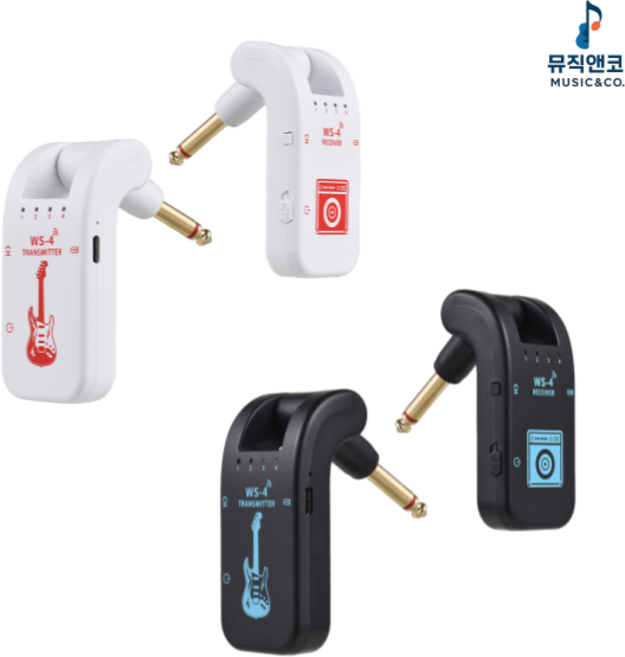 기타 무선 송수신기 세트 전자악기 2.4GHz 40m USB 충전식 배터리, 화이트 - 송수신기 세트, 1개