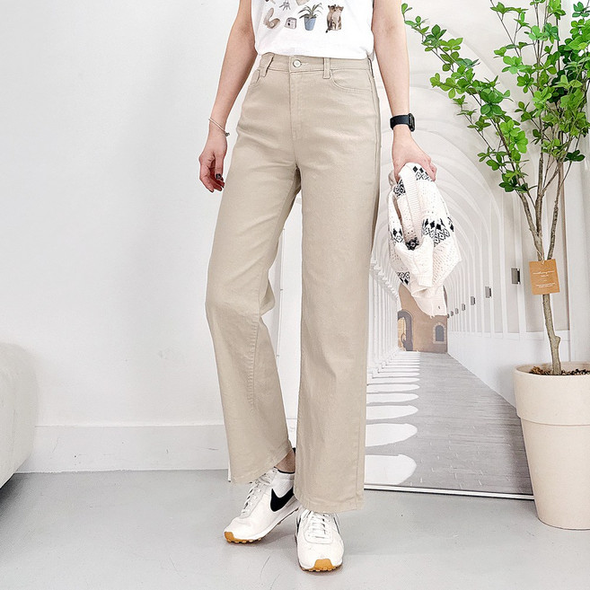 103st 세미 와이드 팬츠 5컬러 밴딩 스판 면 일자 통바지/여성 빅사이즈 S~3XL