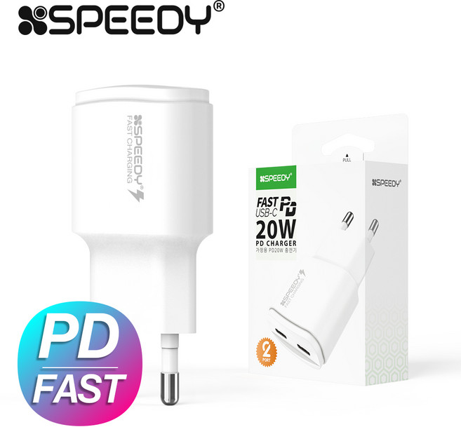 스피디 PD3.0 20W 듀얼 고속 충전기 핸드폰 PD 충전기 어댑터 고속 충전, 상세페이지 참조, 1개
