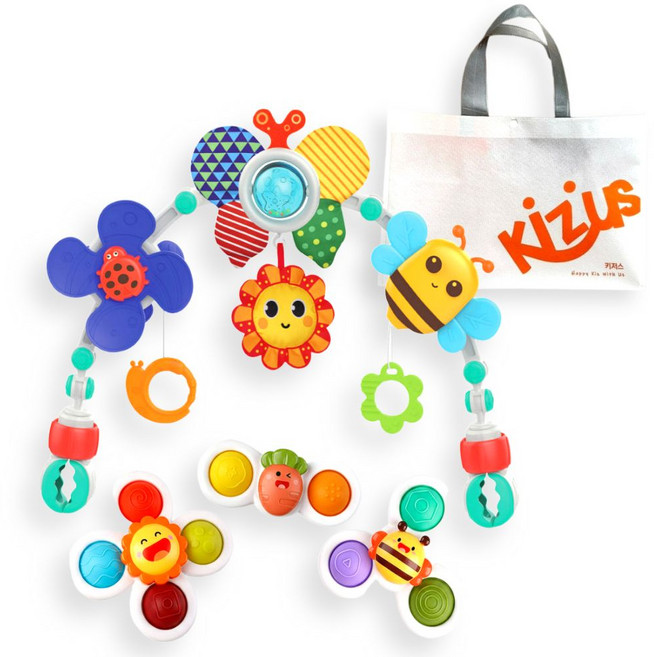 키저스 딸랑이 + 모빌 세트, 1세트, 그린해피가든