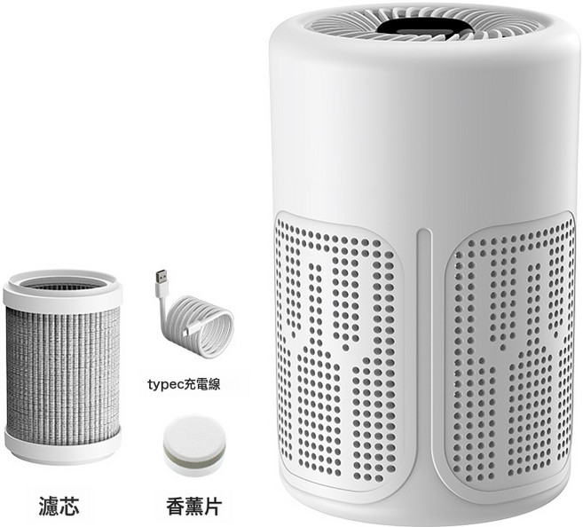 亞馬遜跨境USB空氣淨化器負離子家用空氣除甲醛異味過濾室內除味, 如圖所示, 空氣淨化器(內含濾芯+香薰片)