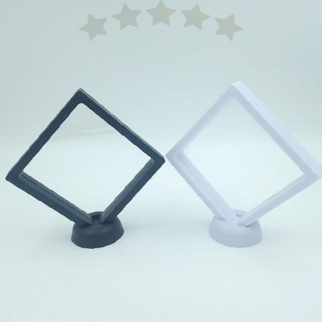 소품 사진 엽서 배지 보관 전시용 투명 입체 부유 필름 케이스 사각 프레임 받침대, 1개, 블랙