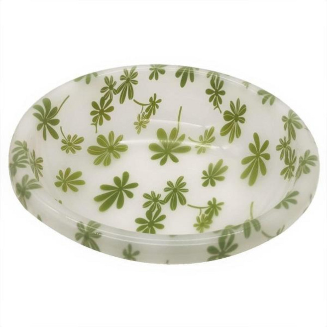 일본 직배송 Kasho 210KS805L 세면대 욕조 L 아크릴 녹색 잎 무늬 직경 12.2인치 31cm 높이 3.1인치 8cm, 1개