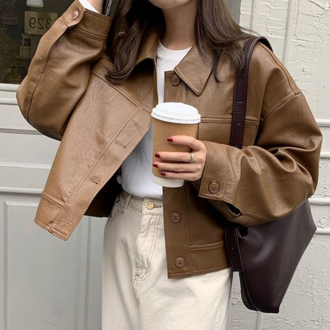 COSYEVNO 여성 가죽 재킷 가을 패션 통근 데일리 재킷 CLXq-207