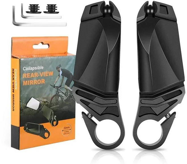 서쪽 자전거 백미러 접이식 합금 바이스 핸들 사이클링 엔드 360 ° 회전 MTB HD 후방, 1개, 01 Foldable Bar Mirror