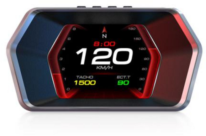 헤드업디스플레이 HUD 차량용 GPS + OBD 자동차 전자 디지털 헤드 업 디스플레이 LED 듀얼 시스템 스마트 게이지 과속 경고 수온 RPM 알람, 1) P17, 1) P17