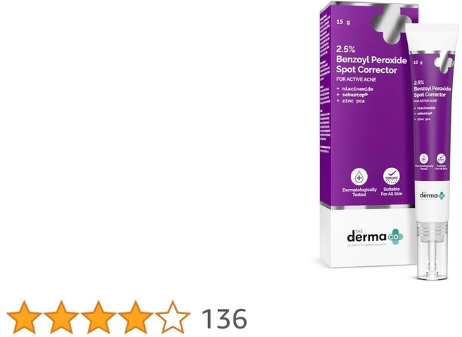 The Derma co. 2.5% Benzoyl Peroxide Spot Corrector To Soothes The Skin - 15 g (Pack of 2), 2개, 15g - 쿠팡