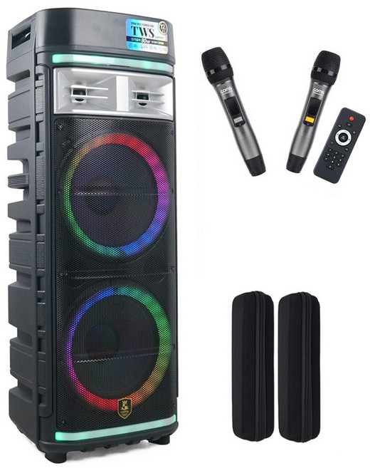 컴스 LED 이동식 UHF 블루투스 버스킹 노래방 앰프, CR500, 혼합색상