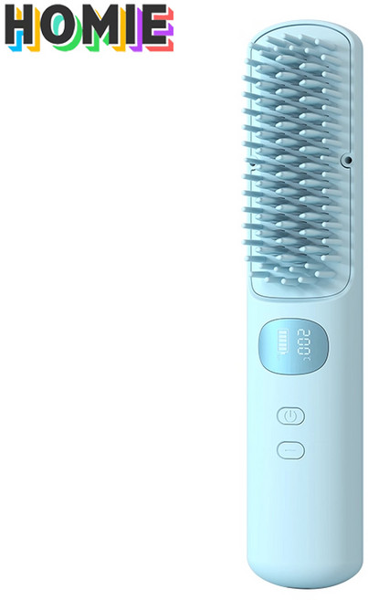 HOMIE 헤어 매직기 출근전5분 긴급 구출 휴대용무선 스트레이트빗 머리관리 애매할 땐 꼭필요한 급템, 파란색