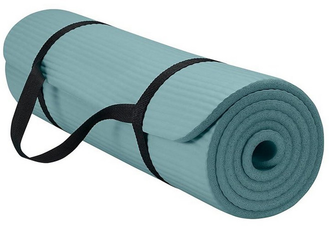 GAIAM ESSENTIAL 두꺼운 요가 매트 피트니스/운동 그레이 가로 182.88 x 세로 60.96 두께 6.35cm 운반용 스트랩 포함 147046, Balsam