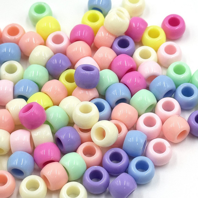원통 비즈 50p 파스텔 홀큰 구멍큰 와이어 키링 만들기 재료 믹스 팔찌 만들기 비즈공예, 50개