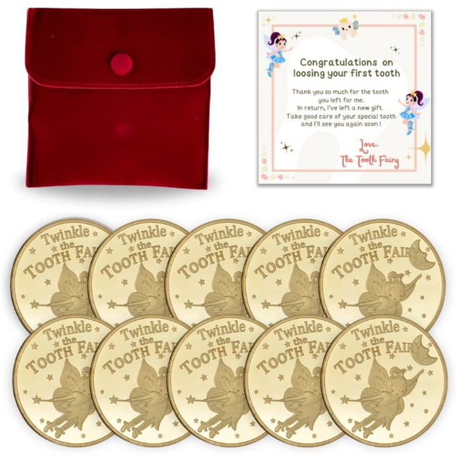 온뉴리 첫니 동전 요정 투스페어리 코인 치아 발치 선물 10P, 금화
