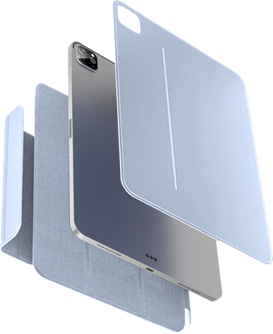 제이런 아이패드 케이스 마그네틱 3단 분리 탈착형 펜슬 수납 케이스, 스카이블루