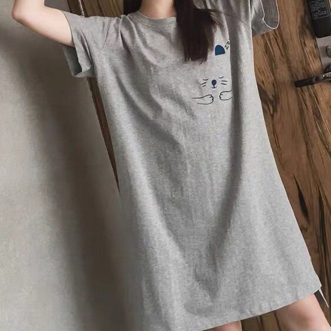 여성 잠옷 홈웨어 원피스 반팔 긴팔 티셔츠 AS412