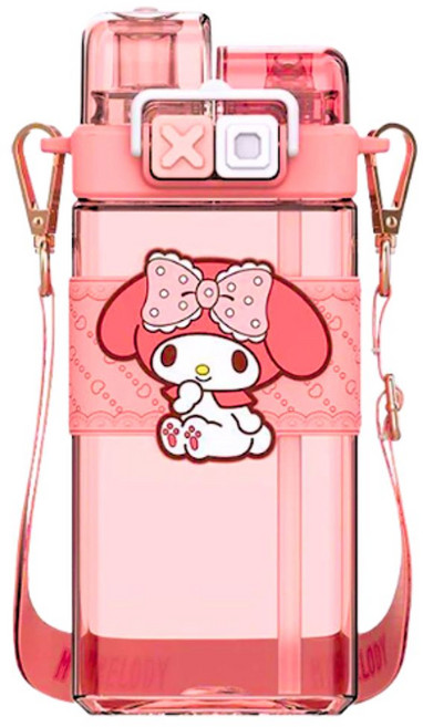 산리오 반반물통 사각 물통 더블캡 빨대 물병 식약처인증 식품용마크 520ml, 1.마이멜로디, 1세트