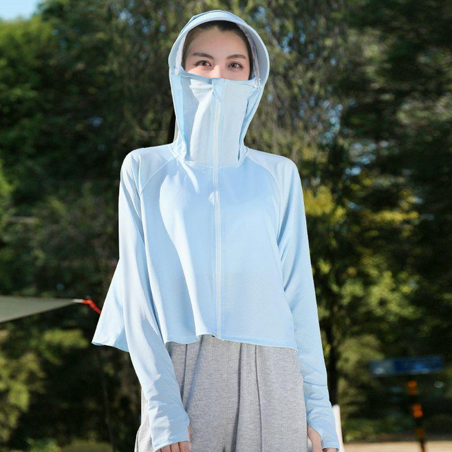 UPF50 冰絲防曬衣女夏季薄罩衫戶外騎車防曬服