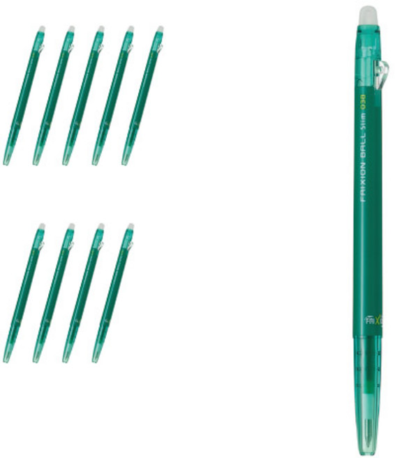 파이롯트 프릭션 볼 슬림 볼펜 0.38mm LFBS-18UF, 그린, 10개