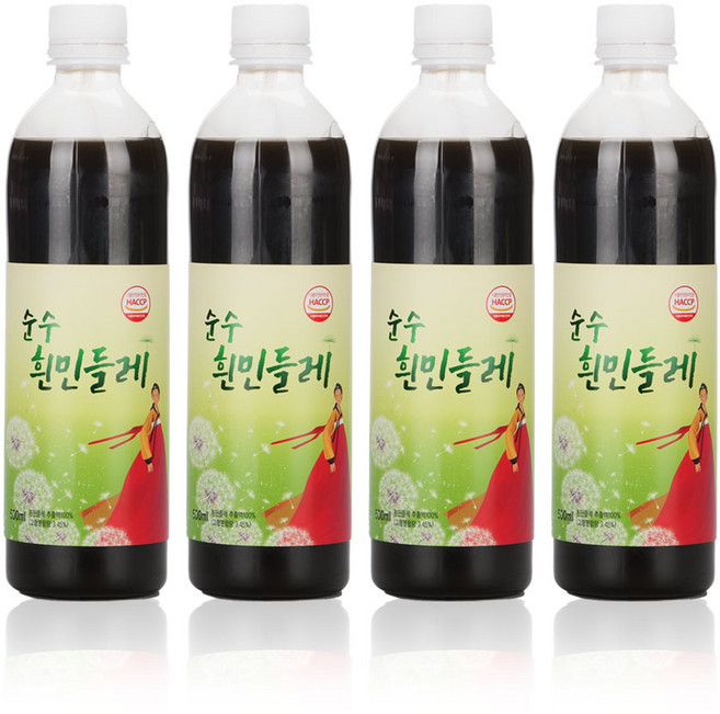 해담은베리 순수 흰민들레즙 흰민들레엑기스 흰민들레진액 생산자 직접판매, 500ml, 4개