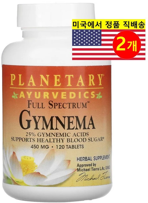 Planetary Herbals 풀 스펙트럼 짐네마 아유르베다 추출 450mg Ayurvedics Full Spectrum Gymnema 120정, 2개 - 쿠팡