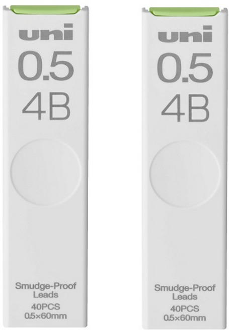 유니 나노다이아 샤프심 0.5mm, 4B, 2개, 0.5mm (4B) 2개