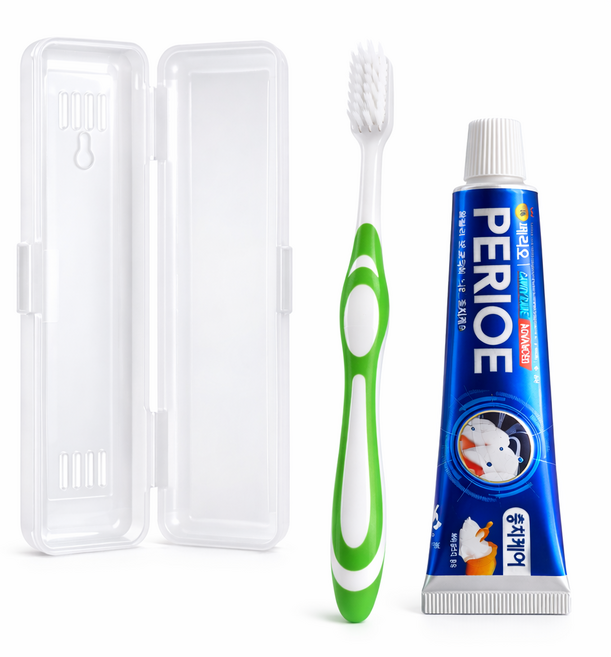페리오 치약 칫솔 세트 여행용 휴대 케이스 포함, 15개, 50g