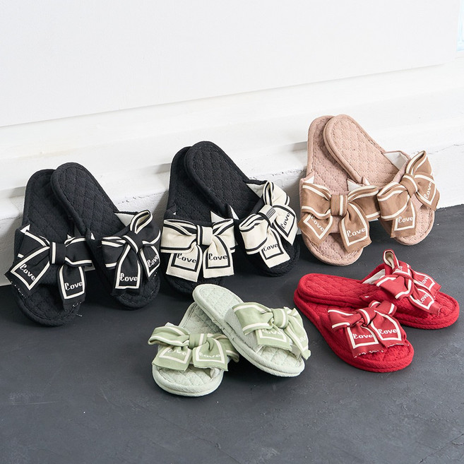 1+1 2종 2중 쿠션 리본 면 실내화 삼중 슬리퍼 거실화 미끄럼방지 층간소음방지, 1개, 5)화이트+민트