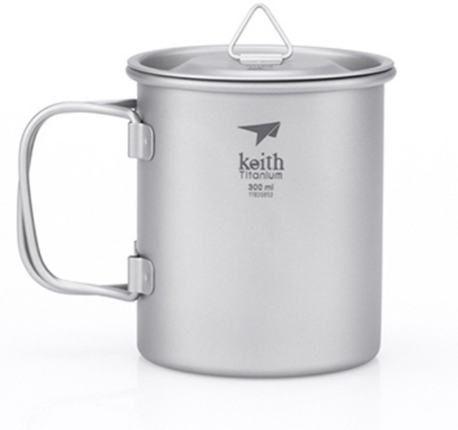 台灣黑熊 Keith 單層鈦杯附鈦杯蓋 輕量耐用 台灣製造, 1個, 300ml, 鈦 Ti3201