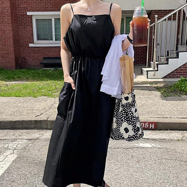 뷔스티에 멜빵 바스락 스트링 아노락 카고 원피스