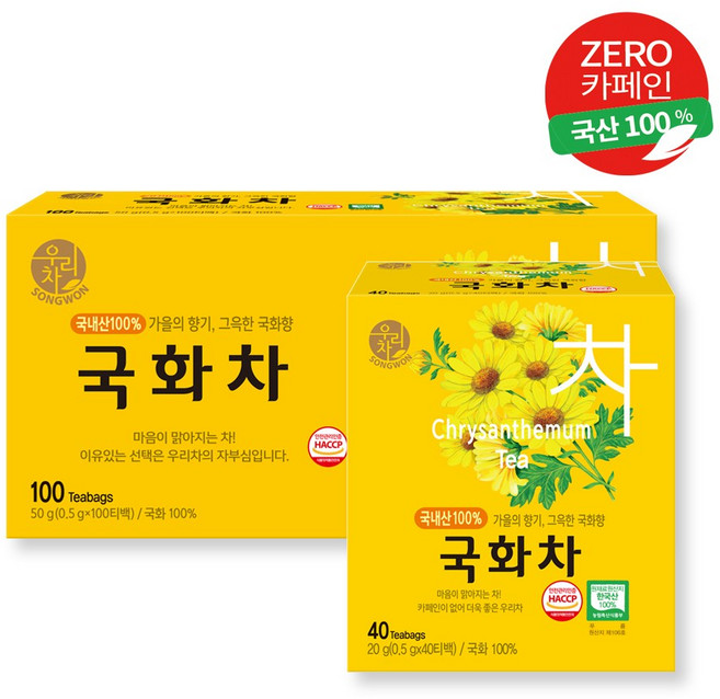 송원 우리차 국화차 100T + 40T, 500mg, 140개입, 1개