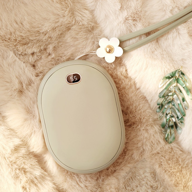 충전식 충전용 전자핫팩 휴대용 몽돌 전기손난로 c타입 10000mah 보조배터리 겸용, 화이트