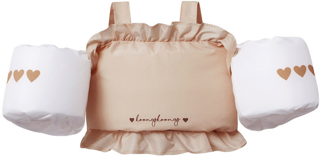 쿵스쿵스 뽀유 아기 암링자켓 퍼들자켓 유아 프릴 하트 감성 팔튜브 구명 물놀이 수영 조끼, 02_뽀유암링 [프릴] : 베이지, 1개