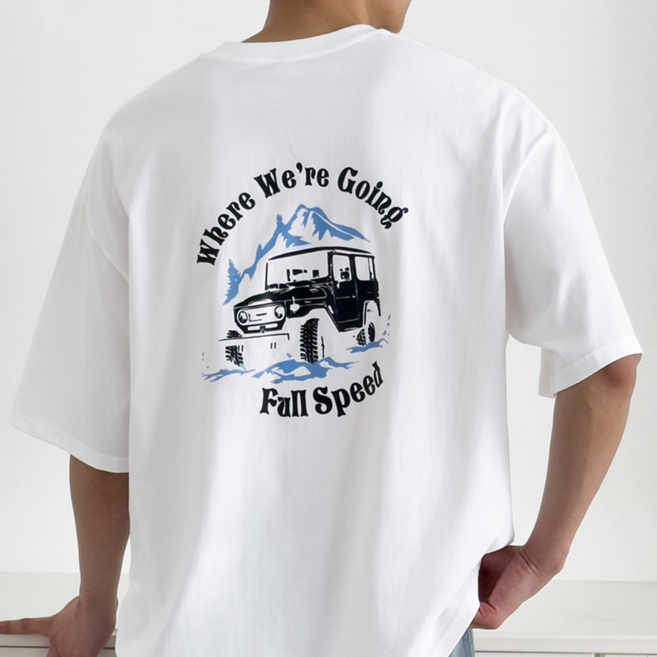 심플리크 남자 오버핏 프린트 반팔티