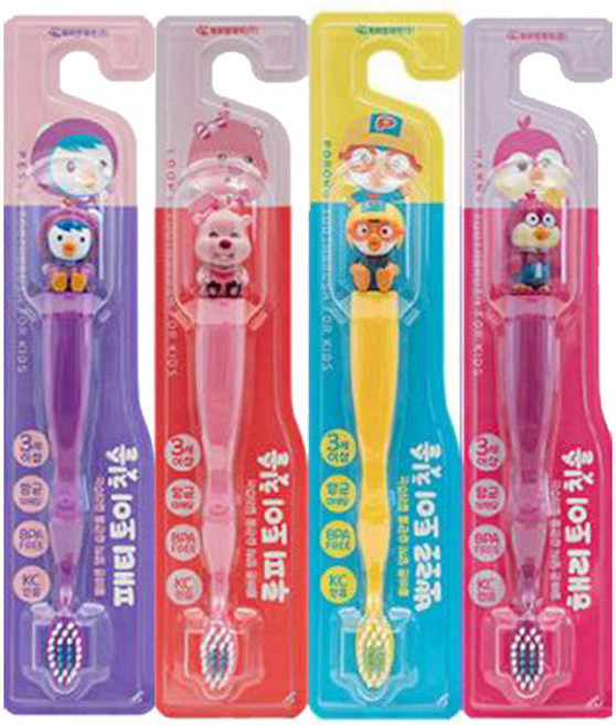 뽀로로 토이 유아 칫솔 4종 세트, 뽀로로, 패티, 루피, 해리, 1세트, 4개입